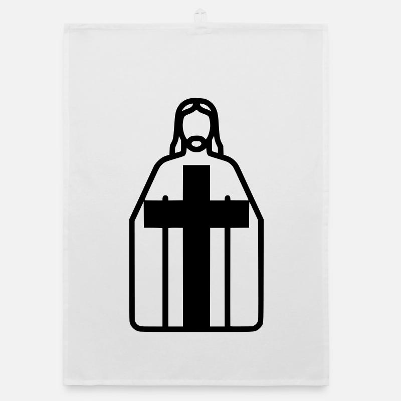Jesus Christ Silhouette Cross Vector Organic dish towel
