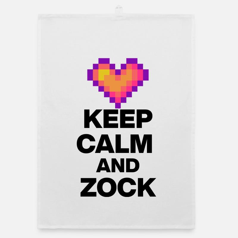 KEEP CALM AND ZOCK! 8 BIT LIEBE RETRO GESCHENK s Organic Geschirrtuch