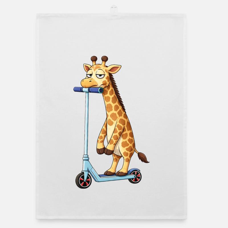 Süße Giraffe Roller Scooter Freundschaft Cartoon Organic Geschirrtuch