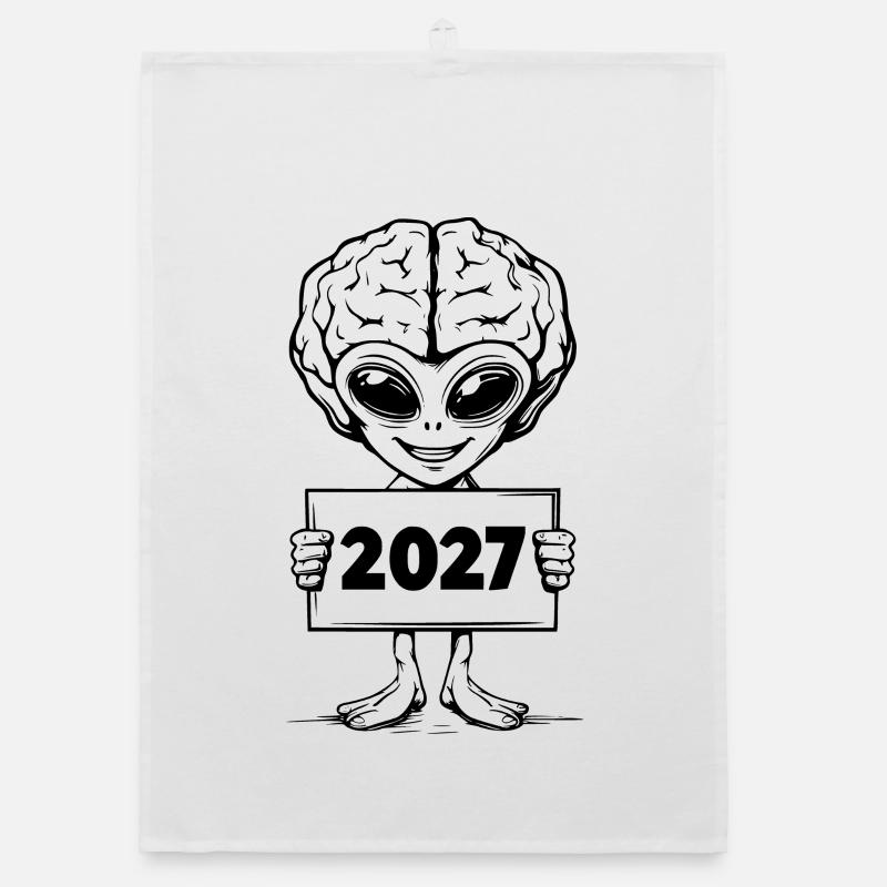 Alien with a brain Organic dish towel