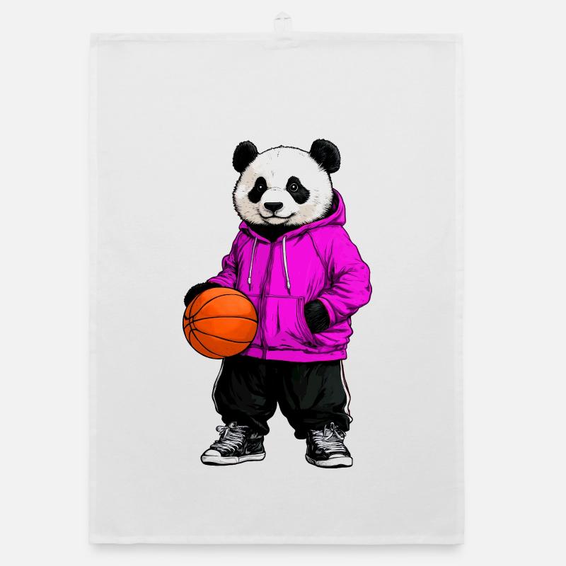 Basketball Panda Organic dish towel
