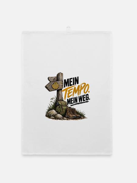 Mein Tempo. Mein Weg. – Buen Camino - Organic Geschirrtuch - Weiß - Vorne