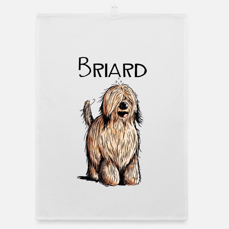 Lustiger Briard - Hund - Beger de Brie - Geschenk - Organic Geschirrtuch - Weiß