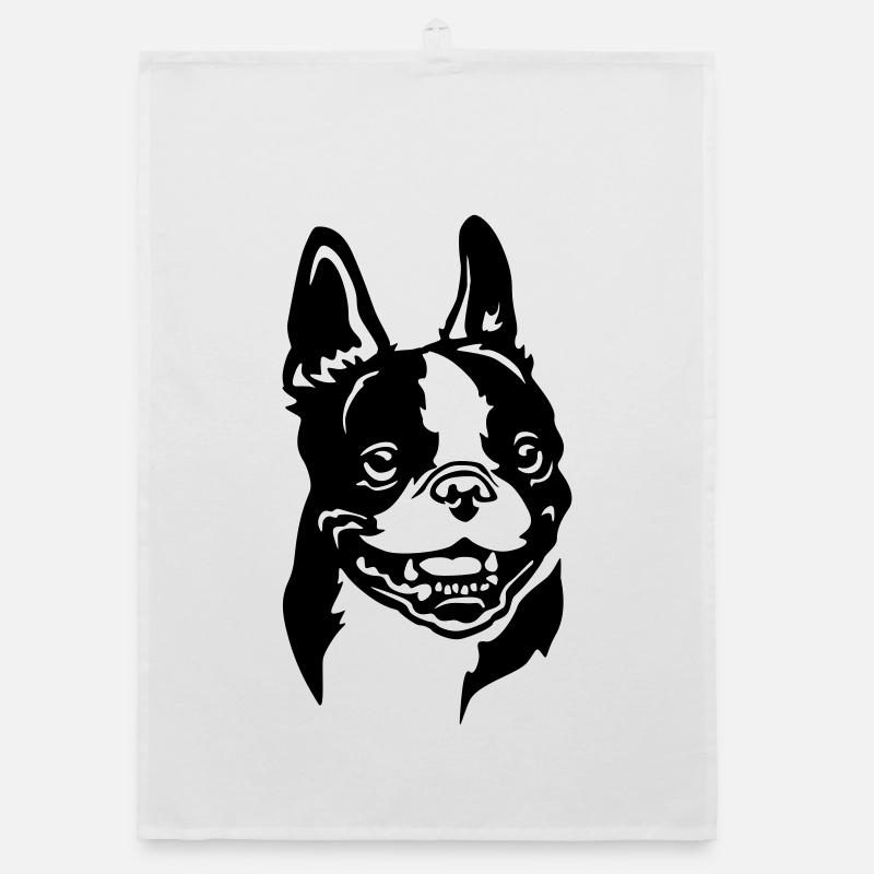 Boston Terrier Head Organic dish towel