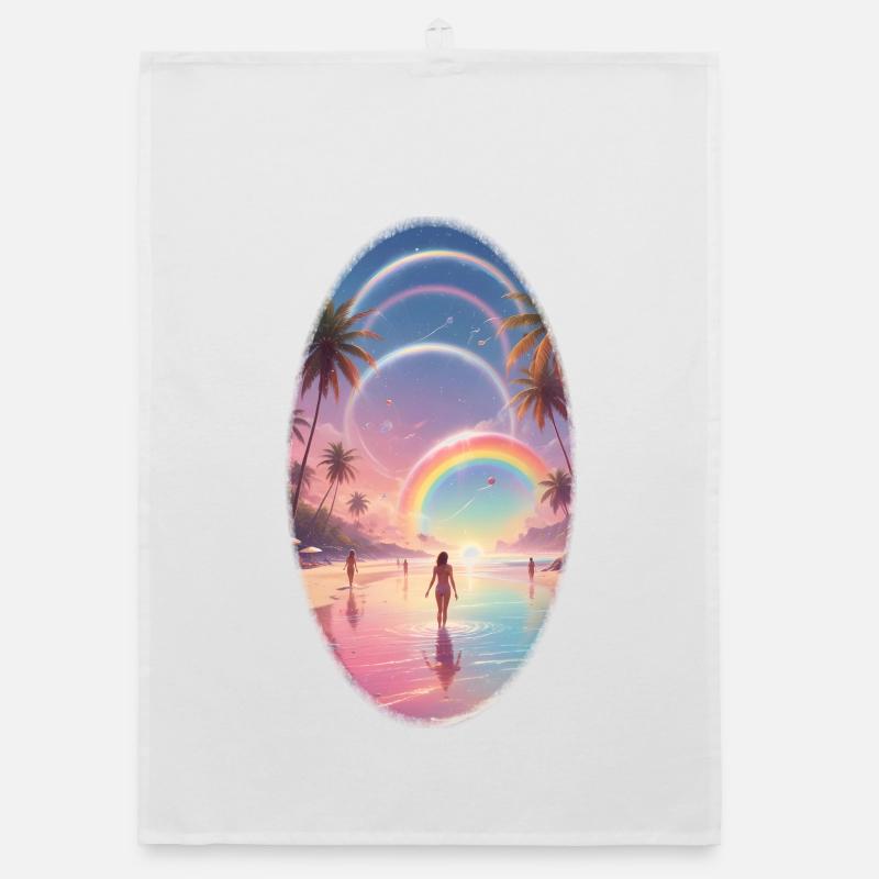Pastellstrand Regenbogen-Traum Organic Geschirrtuch