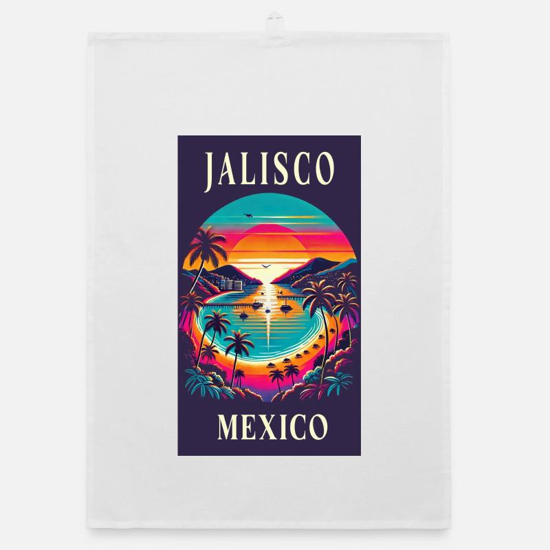 Jalisco Mexiko Palmen Design Organic Geschirrtuch