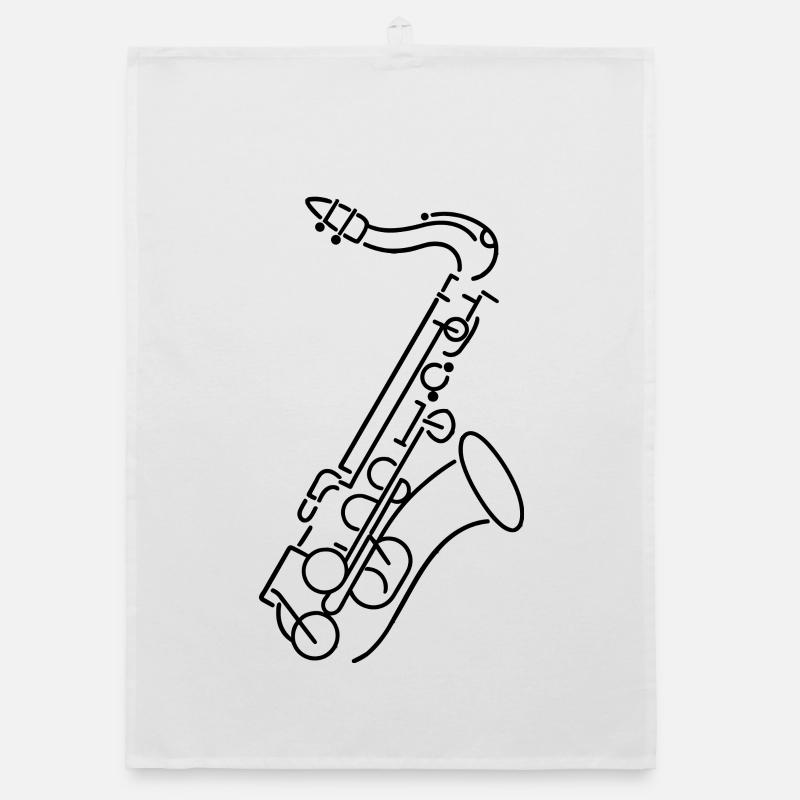 Saxophone Drawing Organic dish towel