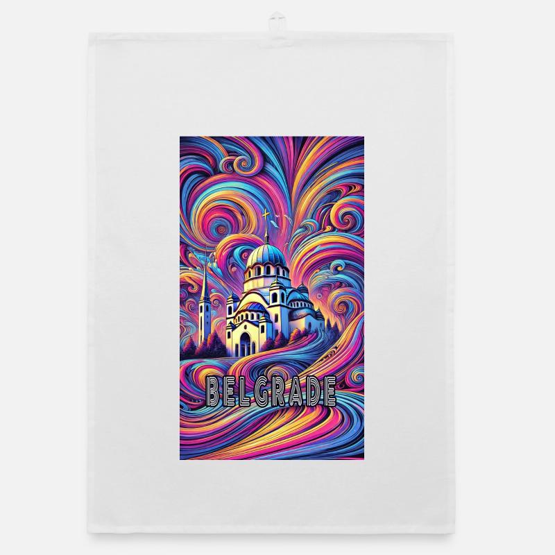 Conception panoramique de Belgrade, Serbie Torchon bio