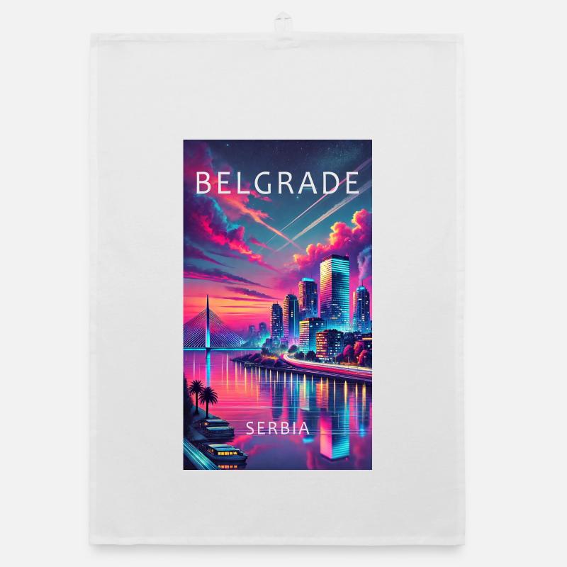 Conception de la ville de Belgrade en Serbie Torchon bio