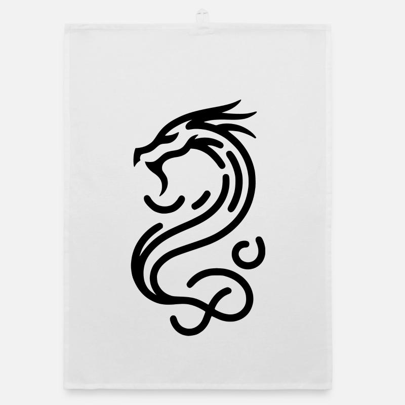 Dragon chinois, représenté dans l’art linéaire Torchon bio