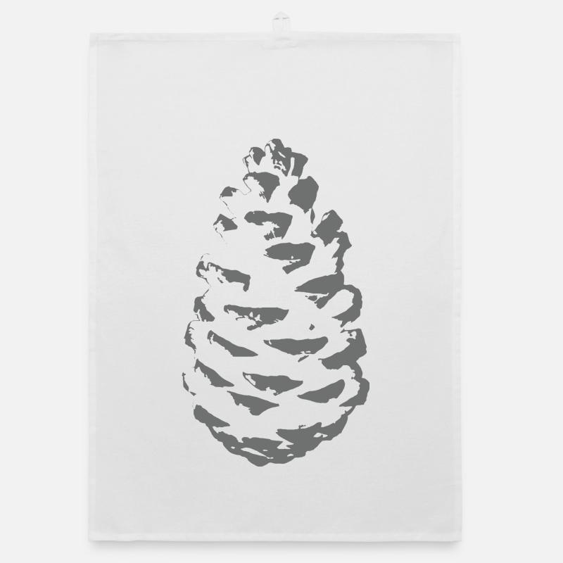 Spruce cone silhouette in shade grey Organic dish towel