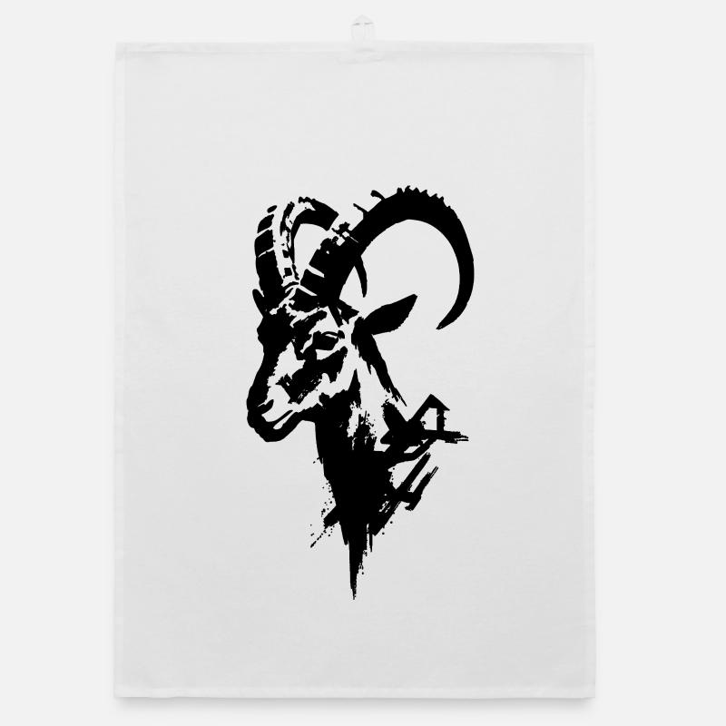 Steinbock schwarz Organic Geschirrtuch