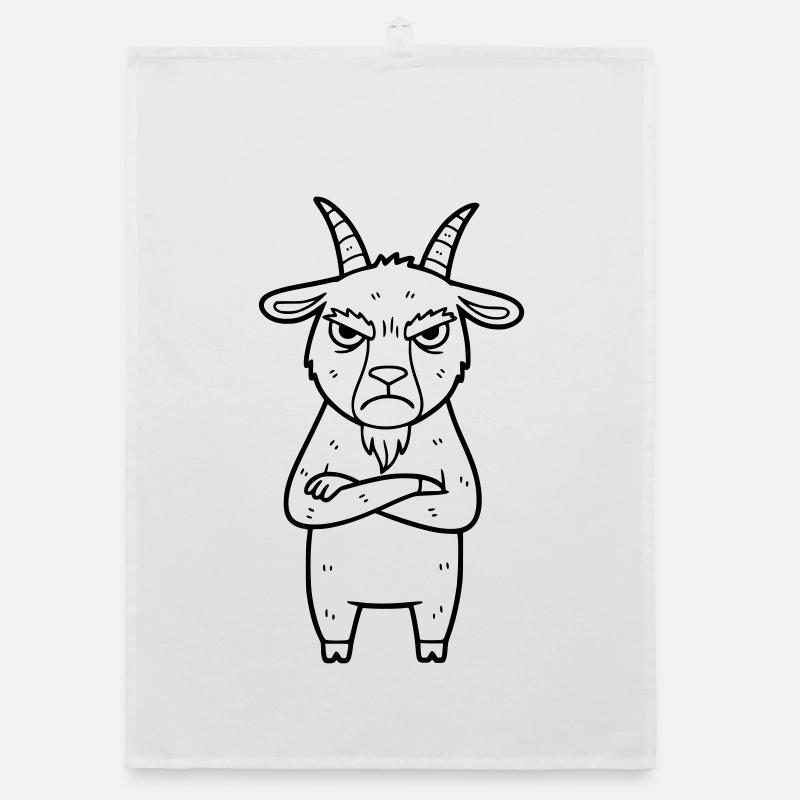 Angry Goat Cartoon Illustration Organic dish towel