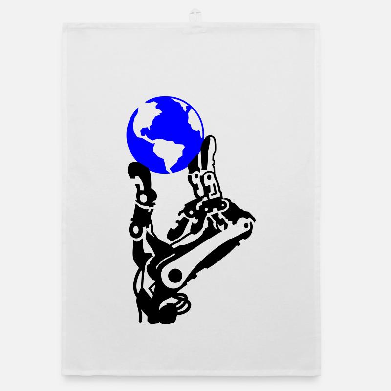 Globe dans la main robotisée Torchon bio