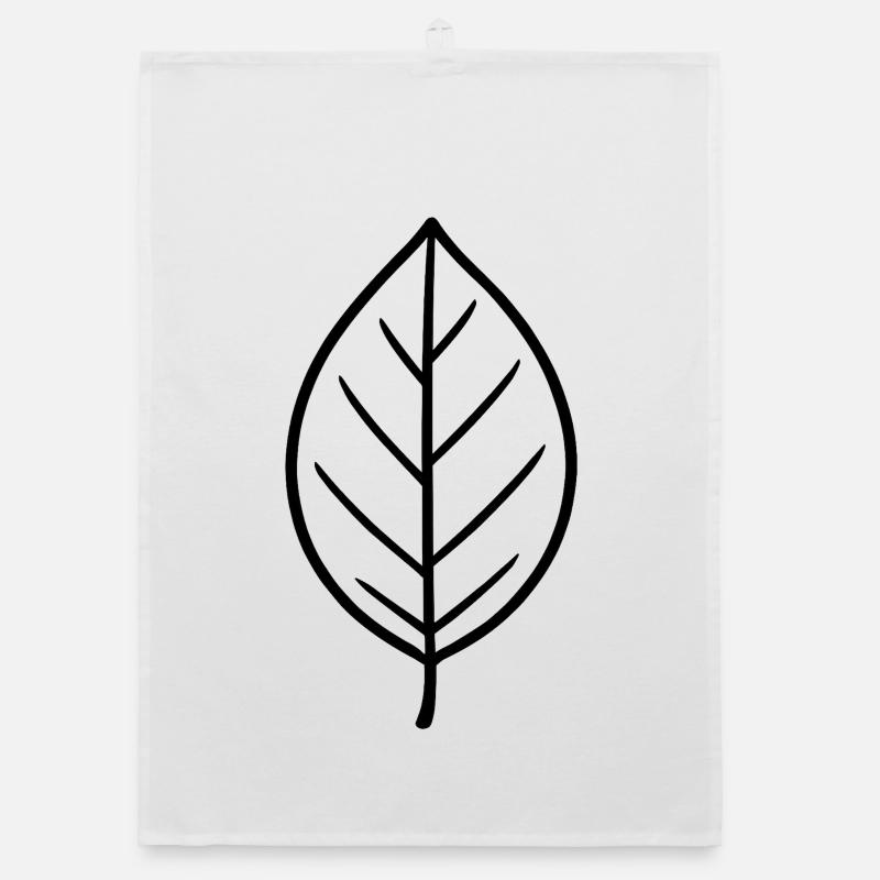 Black leaf line design Organic dish towel