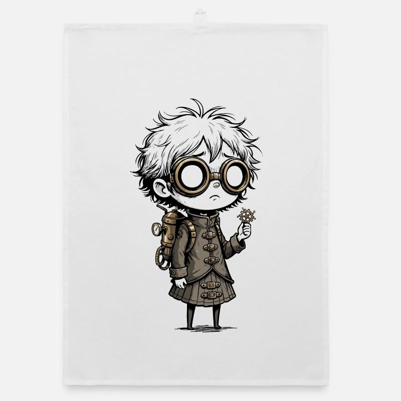 Kid Steampunk Glasses Cogs Manga Organic dish towel
