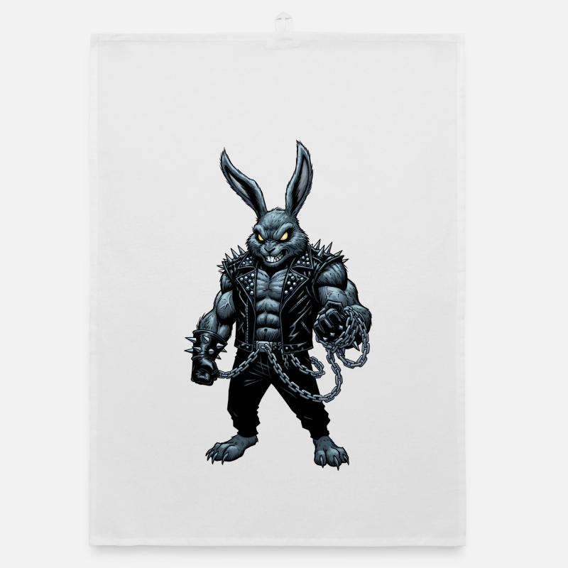 Heavy Metal Easter Bunny Rocker Easter Hardcore Bunny Organic dish towel