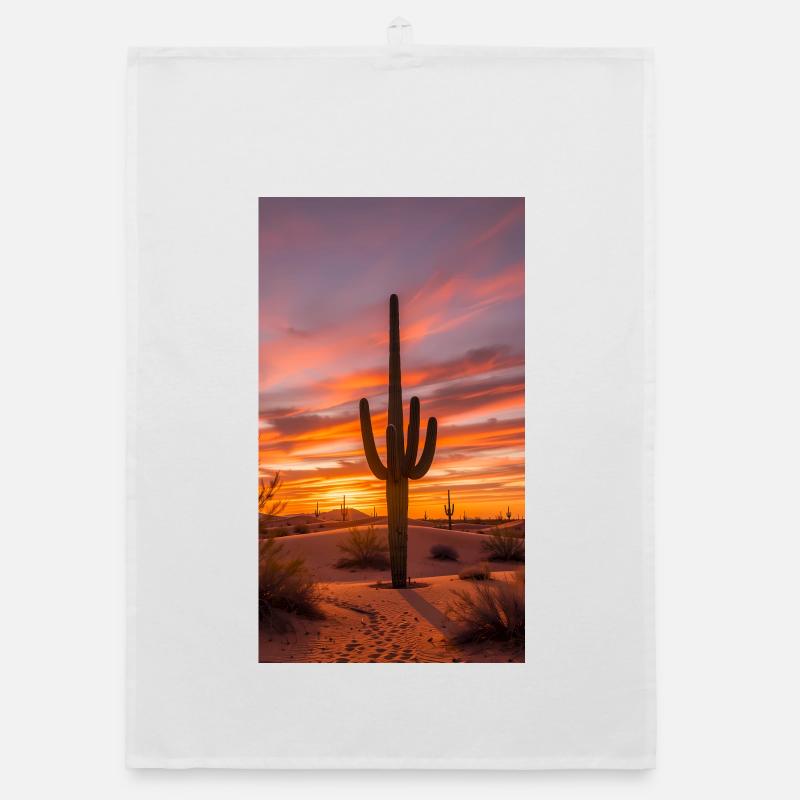 Cactus Desert Arizona Nature Sunset Organic dish towel