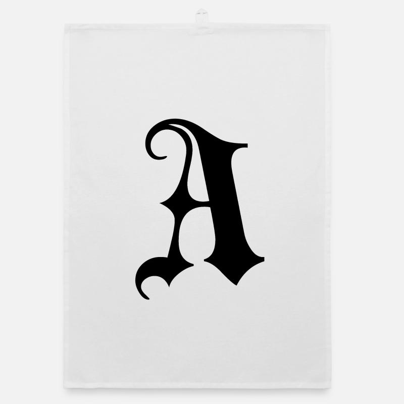 Ornate Gothic A monogram Organic dish towel