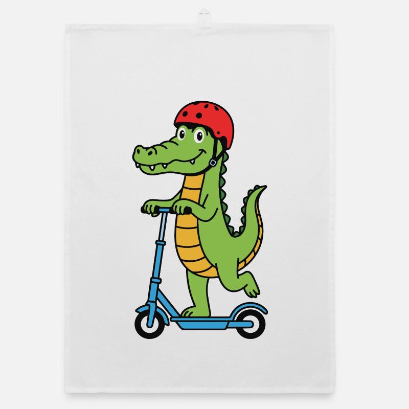 Krokodil auf einem Roller Organic Geschirrtuch
