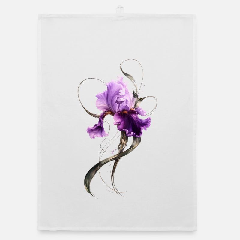 Lila Iris Blüte Elegante Blumenkunst  Organic Geschirrtuch