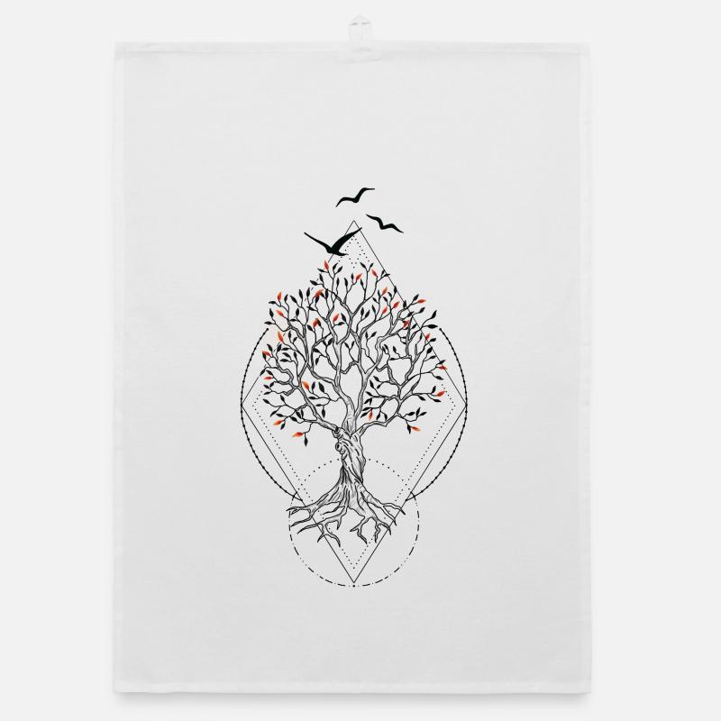 Coucher de soleil feuillu Torchon bio