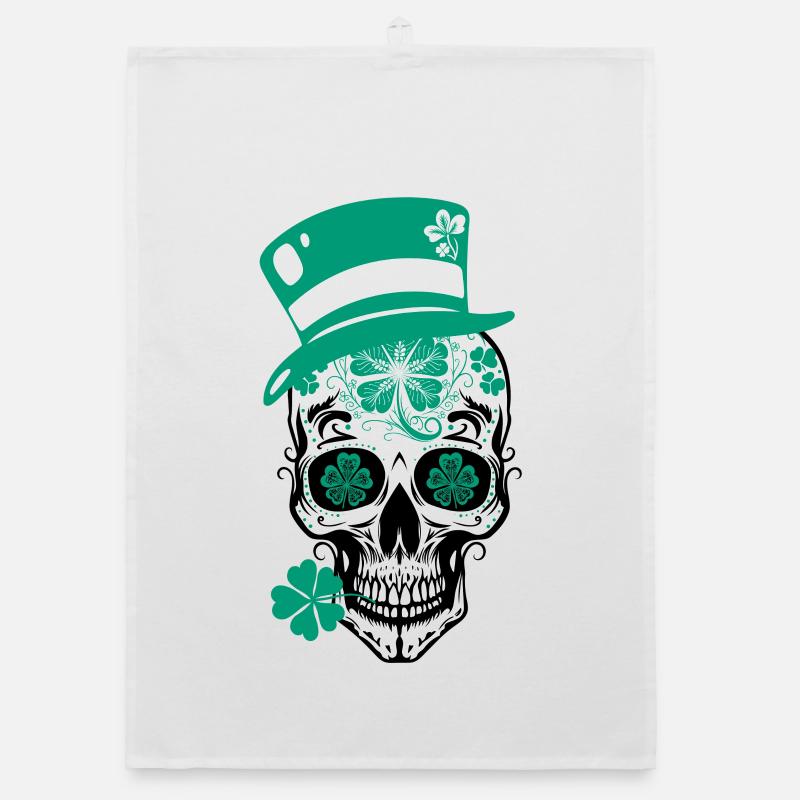 Sugar Skull Totenschädel St Patricks Day Organic Geschirrtuch