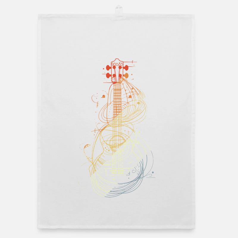 Ukulele Sketch Retro Style Organic dish towel