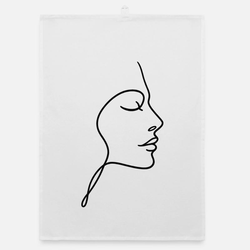 Line Face Silhouette Organic dish towel