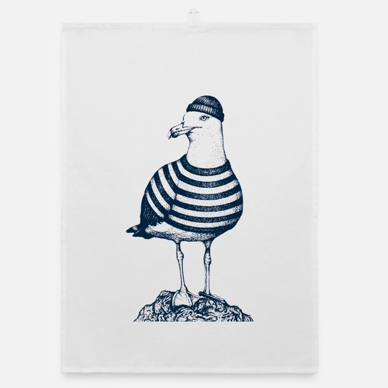 Möwe mit Pulli Organic Geschirrtuch