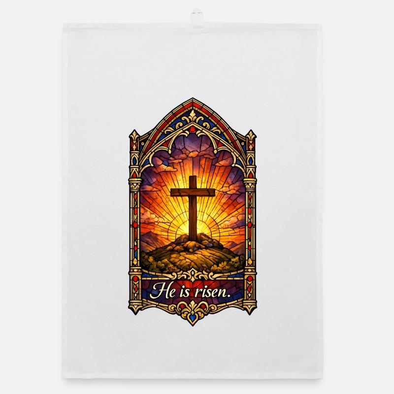 Resurrection He is Risen Easter Jesus Organic dish towel