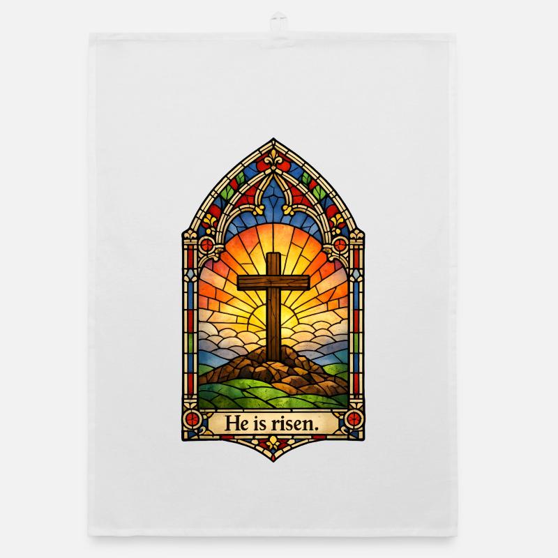 Resurrection He is Risen Easter Jesus Organic dish towel