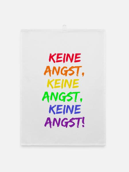 KEINE ANGST, MUT GEGEN RECHTS, WIDERSTAND, FCK NZS - Organic Geschirrtuch - Weiß - Vorne