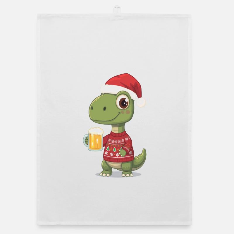 Dino Weihnachts-Festpullover Organic Geschirrtuch