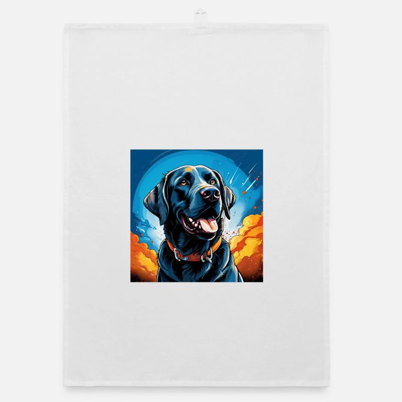 Popartlabrador - Organic Geschirrtuch - Weiß