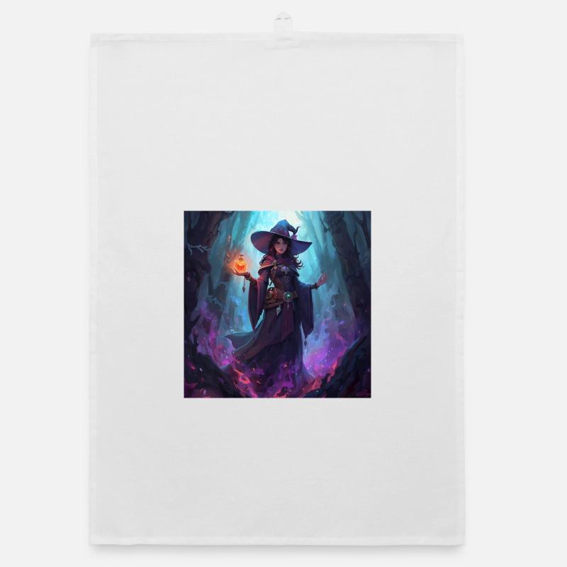 Sorcière des cavernes enchantée Torchon bio