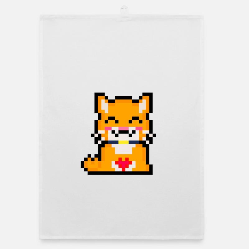 Pixelkatze mit Herz Organic Geschirrtuch