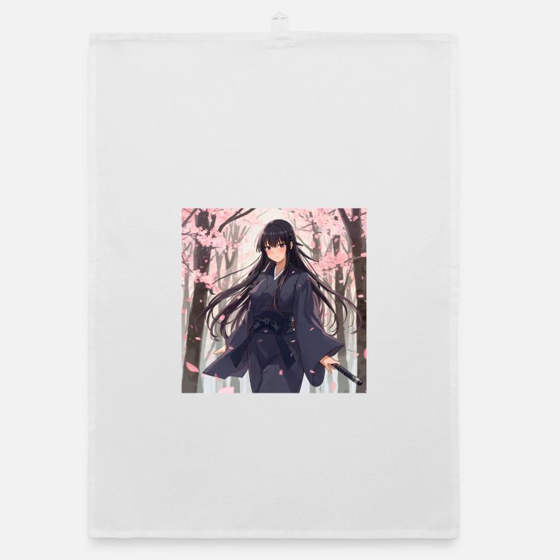 Sakura Samurai im Wald Organic Geschirrtuch