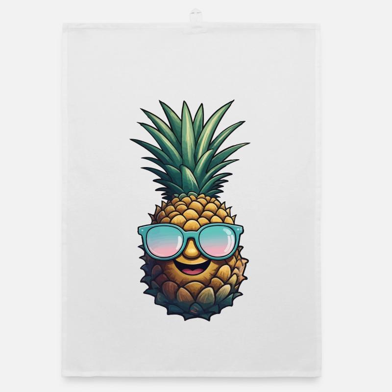 Ananas Pineapple Cool Sonnenbrille Geschenk Organic Geschirrtuch
