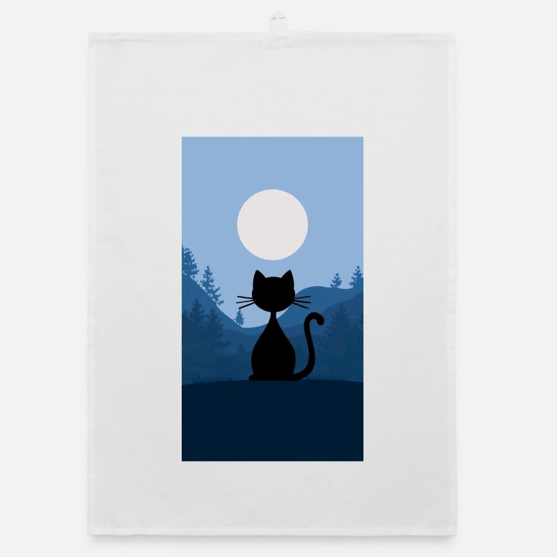 Chat au clair de lune Torchon bio