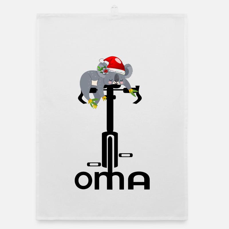 GRAND-MÈRE CYCLISTE KOALA DE NOËL Torchon bio