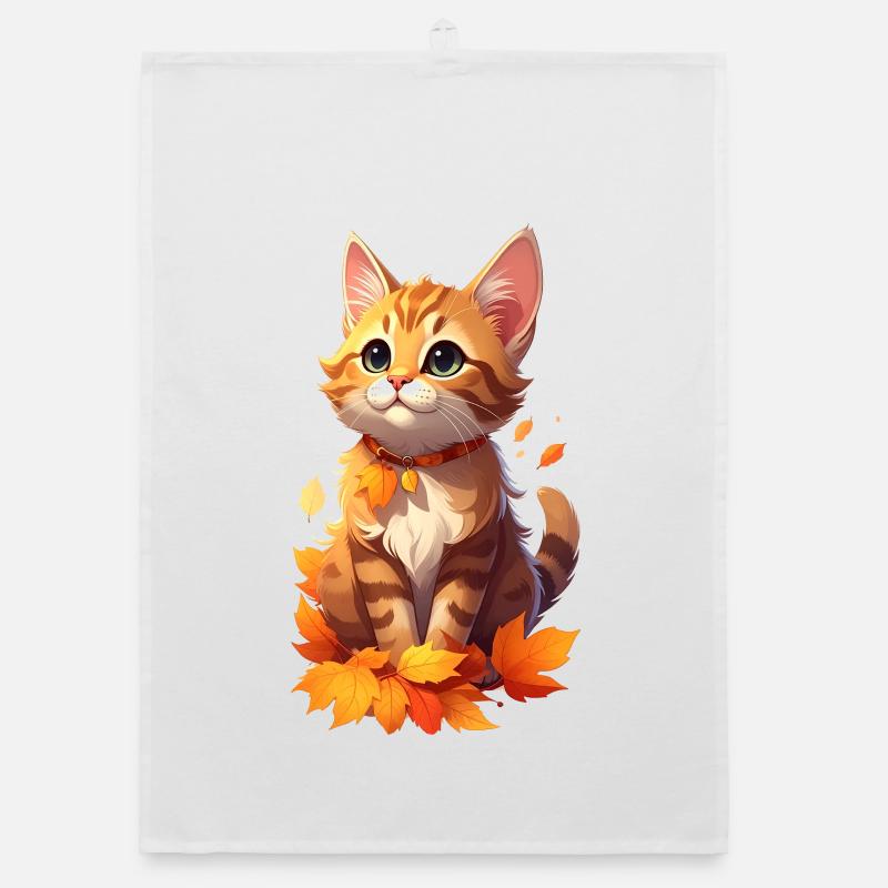 Katze im Herbst Organic Geschirrtuch