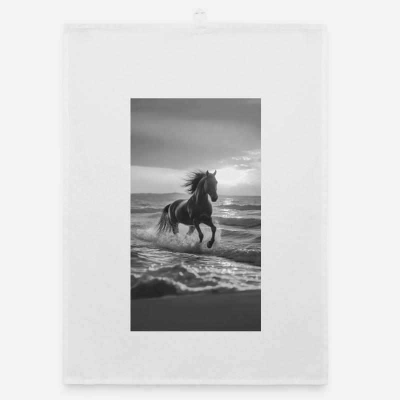 Pferd am Strand Organic Geschirrtuch