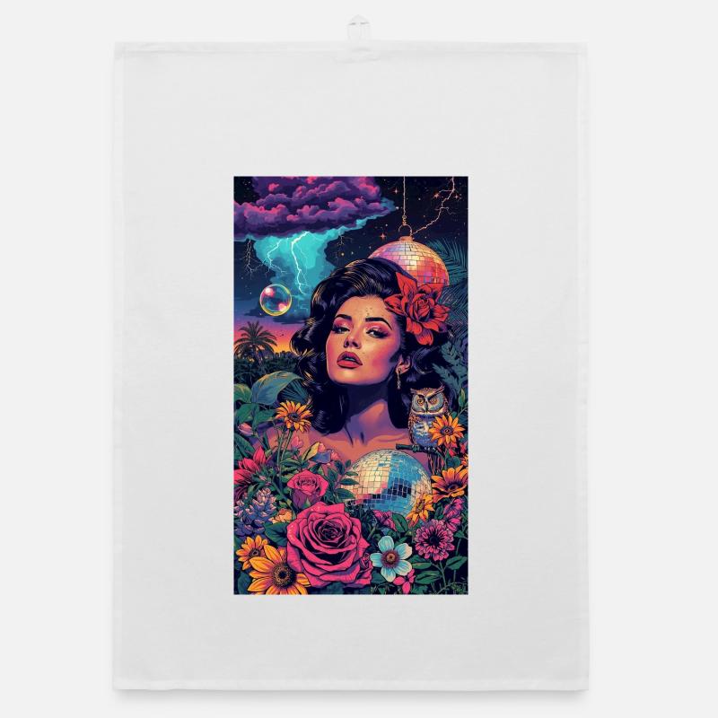 Neon-Blumensirene Organic Geschirrtuch