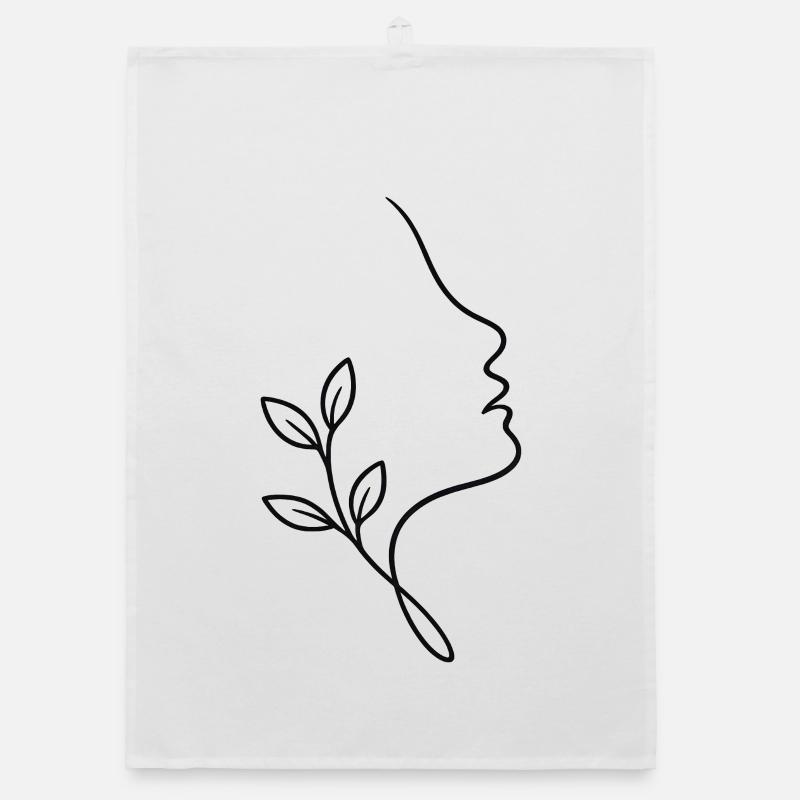 Line face with foliage Organic dish towel