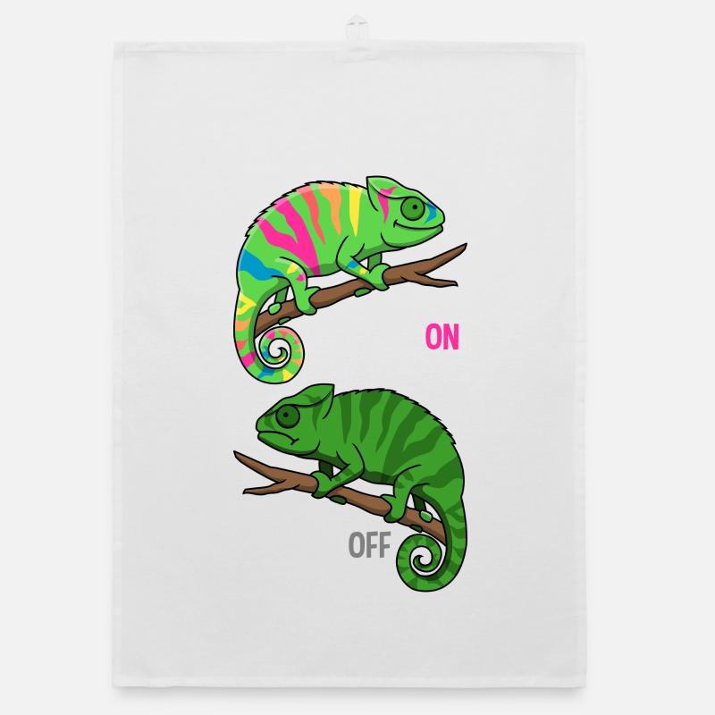 Chameleon On Chameleon Off Funny Reptile Design Organic Geschirrtuch