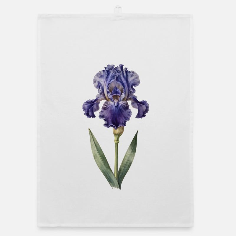 Purple iris on delicate stem Organic dish towel