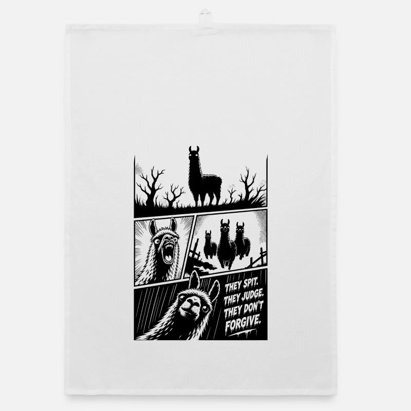 Llamas They Spit They Judge Horror Organic Geschirrtuch