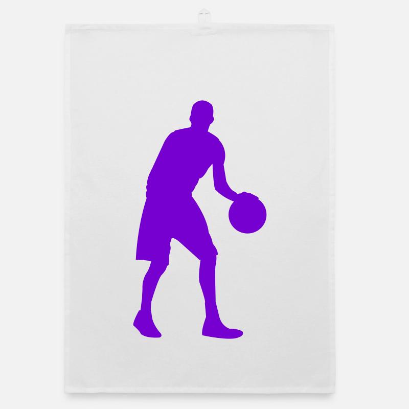 Silhouette de basket violette néon Torchon bio