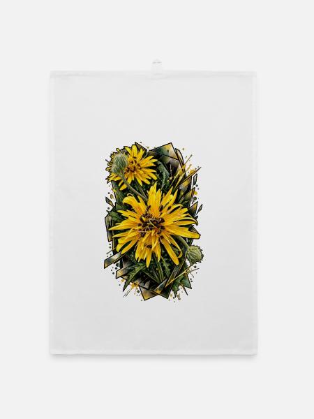 Sonnenblumen Prisma Blütenkunst - Organic Geschirrtuch - Weiß - Vorne
